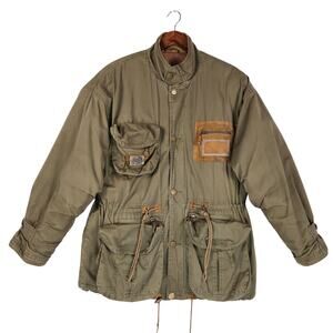 VTG Paul et Duffier Mens Military Field Jacket SZ M Olive Green Quilted Lined